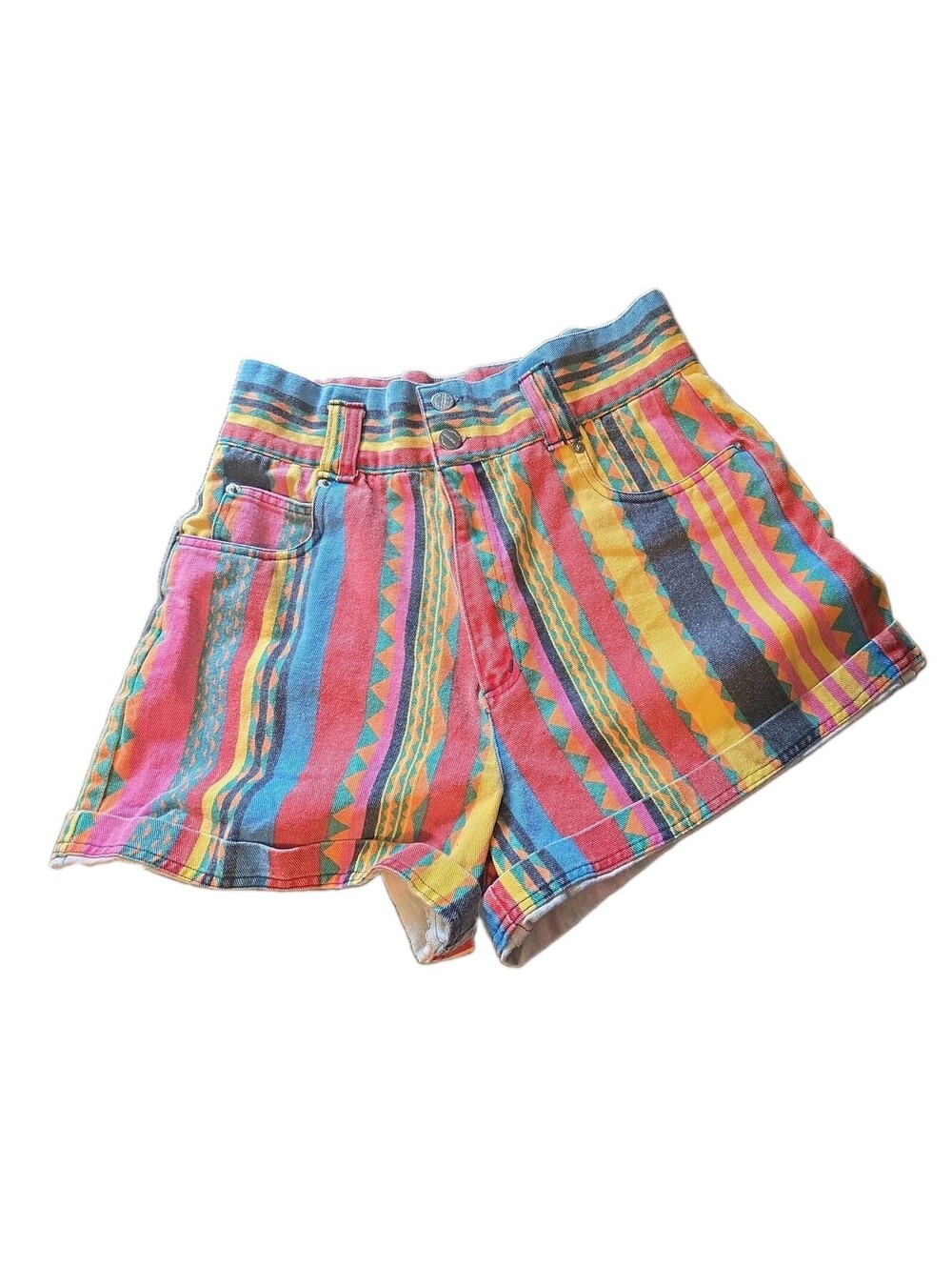 Vtg Womens Aztec High Rise Shorts Colorful Festival Palmettos 28" Waist sz 6?